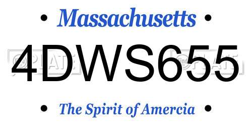 4DWS655 Massachusetts License Plate