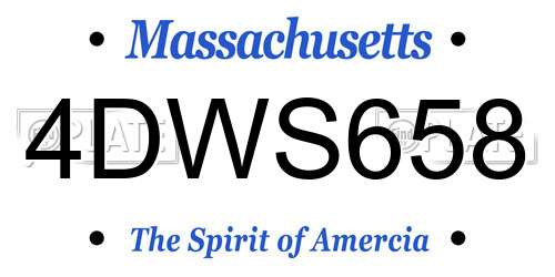 4DWS658 Massachusetts License Plate