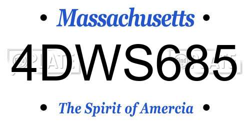 4DWS685 Massachusetts License Plate