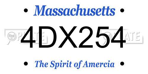 4DX254 Massachusetts License Plate