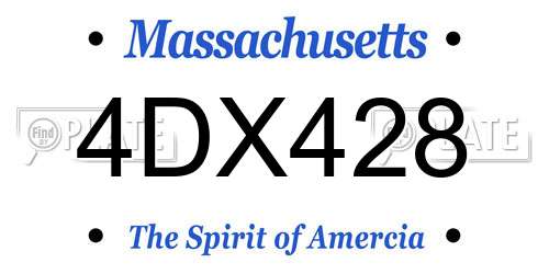 4DX428 Massachusetts License Plate