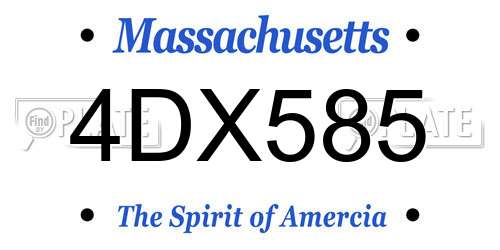 4DX585 Massachusetts License Plate