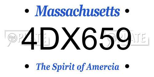 4DX659 Massachusetts License Plate