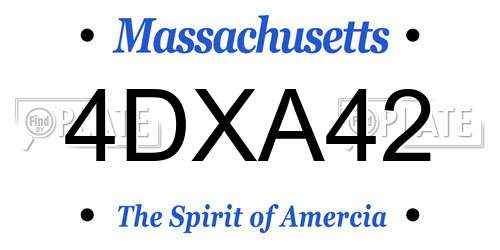 4DXA42 Massachusetts License Plate