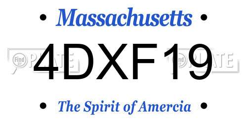 4DXF19 Massachusetts License Plate