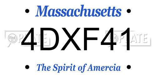 4DXF41 Massachusetts License Plate