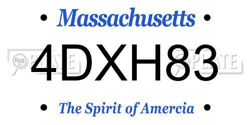 4DXH83 Massachusetts License Plate