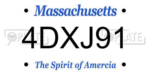 4DXJ91 Massachusetts License Plate