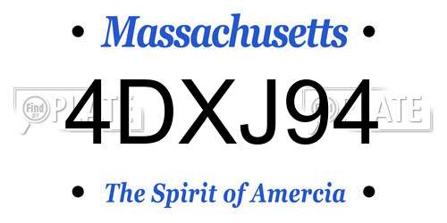 4DXJ94 Massachusetts License Plate
