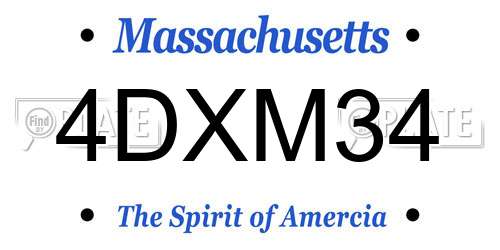 4DXM34 Massachusetts License Plate