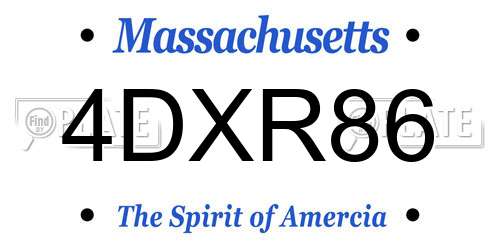 4DXR86 Massachusetts License Plate