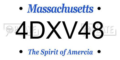 4DXV48 Massachusetts License Plate