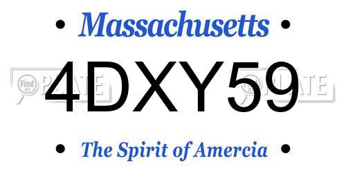 4DXY59 Massachusetts License Plate