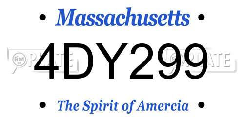 4DY299 Massachusetts License Plate