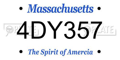 4DY357 Massachusetts License Plate