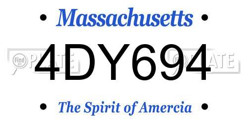 4DY694 Massachusetts License Plate