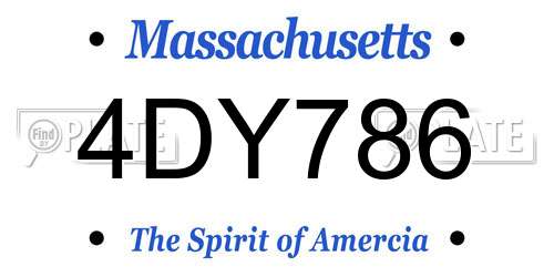 4DY786 Massachusetts License Plate