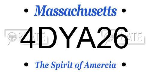 4DYA26 Massachusetts License Plate