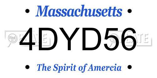 4DYD56 Massachusetts License Plate