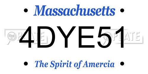 4DYE51 Massachusetts License Plate
