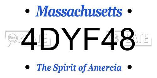 4DYF48 Massachusetts License Plate