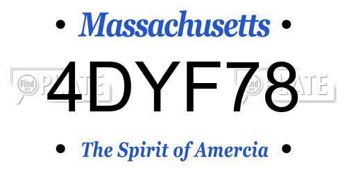 4DYF78 Massachusetts License Plate