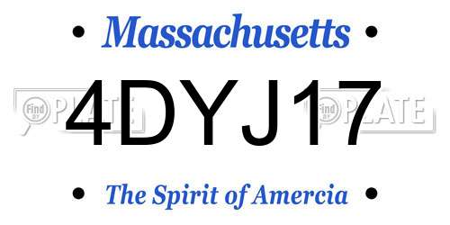 4DYJ17 Massachusetts License Plate