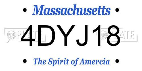 4DYJ18 Massachusetts License Plate