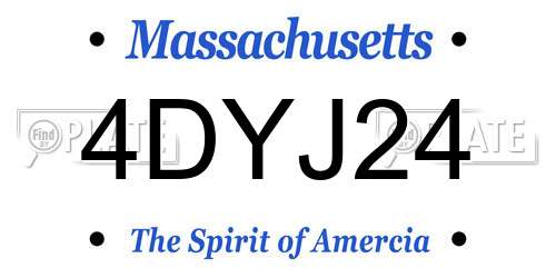 4DYJ24 Massachusetts License Plate