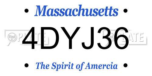 4DYJ36 Massachusetts License Plate