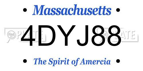 4DYJ88 Massachusetts License Plate