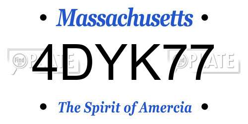 4DYK77 Massachusetts License Plate
