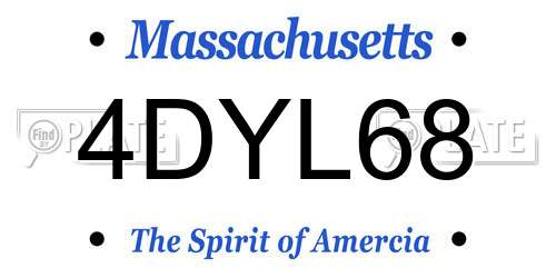 4DYL68 Massachusetts License Plate
