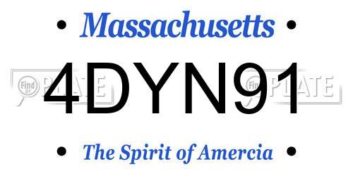 4DYN91 Massachusetts License Plate