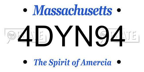 4DYN94 Massachusetts License Plate
