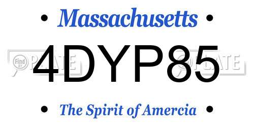 4DYP85 Massachusetts License Plate