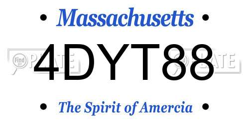4DYT88 Massachusetts License Plate