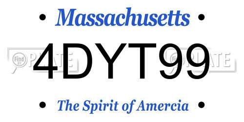 4DYT99 Massachusetts License Plate