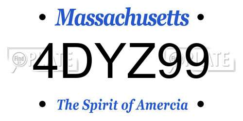 4DYZ99 Massachusetts License Plate