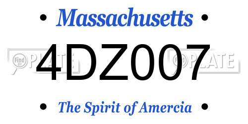 4DZ007 Massachusetts License Plate