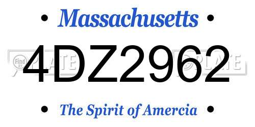 4DZ2962 Massachusetts License Plate