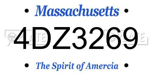 4DZ3269 Massachusetts License Plate