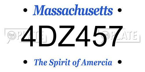 4DZ457 Massachusetts License Plate