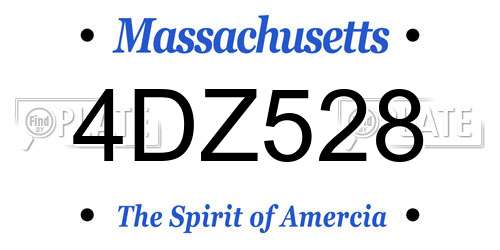 4DZ528 Massachusetts License Plate