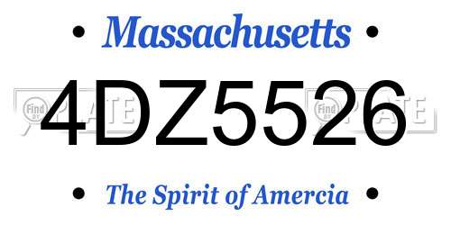 4DZ5526 Massachusetts License Plate