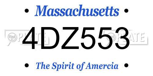 4DZ553 Massachusetts License Plate