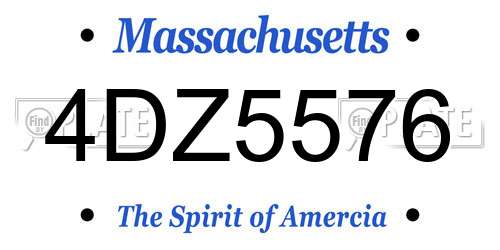 4DZ5576 Massachusetts License Plate