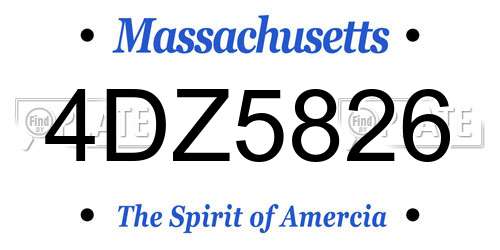 4DZ5826 Massachusetts License Plate