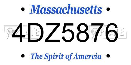 4DZ5876 Massachusetts License Plate
