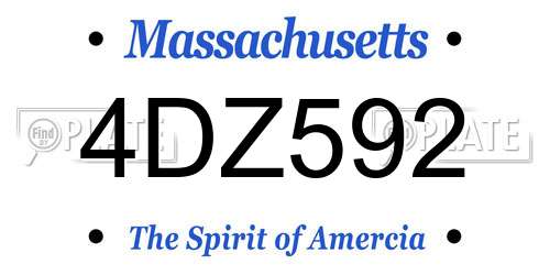 4DZ592 Massachusetts License Plate